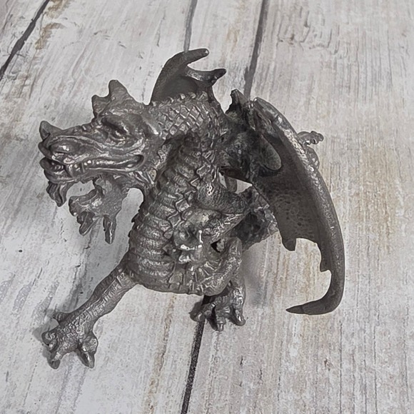 The Unbranded Brand Other - Vintage Pewter Dragon Figurine Miniature Mythical Fantasy Collectible 2.25 Inch